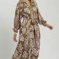 Collared Print Midi Dress by Umgee in Olive Mix
