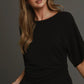 Half Sleeve Top with Ruching Detail by Umgee in Black