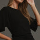 Half Sleeve Top with Ruching Detail by Umgee in Black