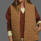 Wanderlight Quilted Zip-Up Vest by Umgee in Camel