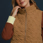 Wanderlight Quilted Zip-Up Vest by Umgee in Camel