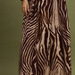 Zebra Print Wide Leg Maxi Skirt by Umgee in Brown
