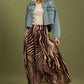 Zebra Print Wide Leg Maxi Skirt by Umgee in Brown