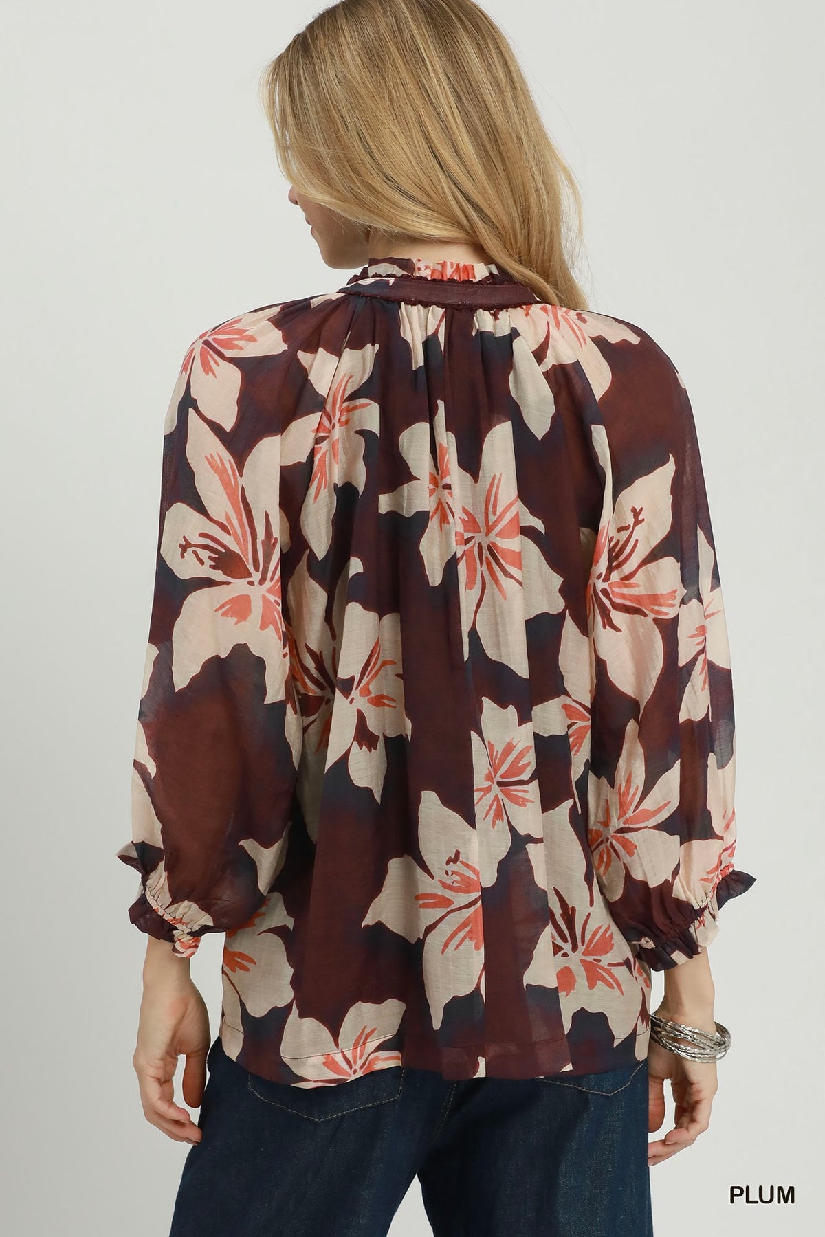 Floral Print Top by Umgee in Plum