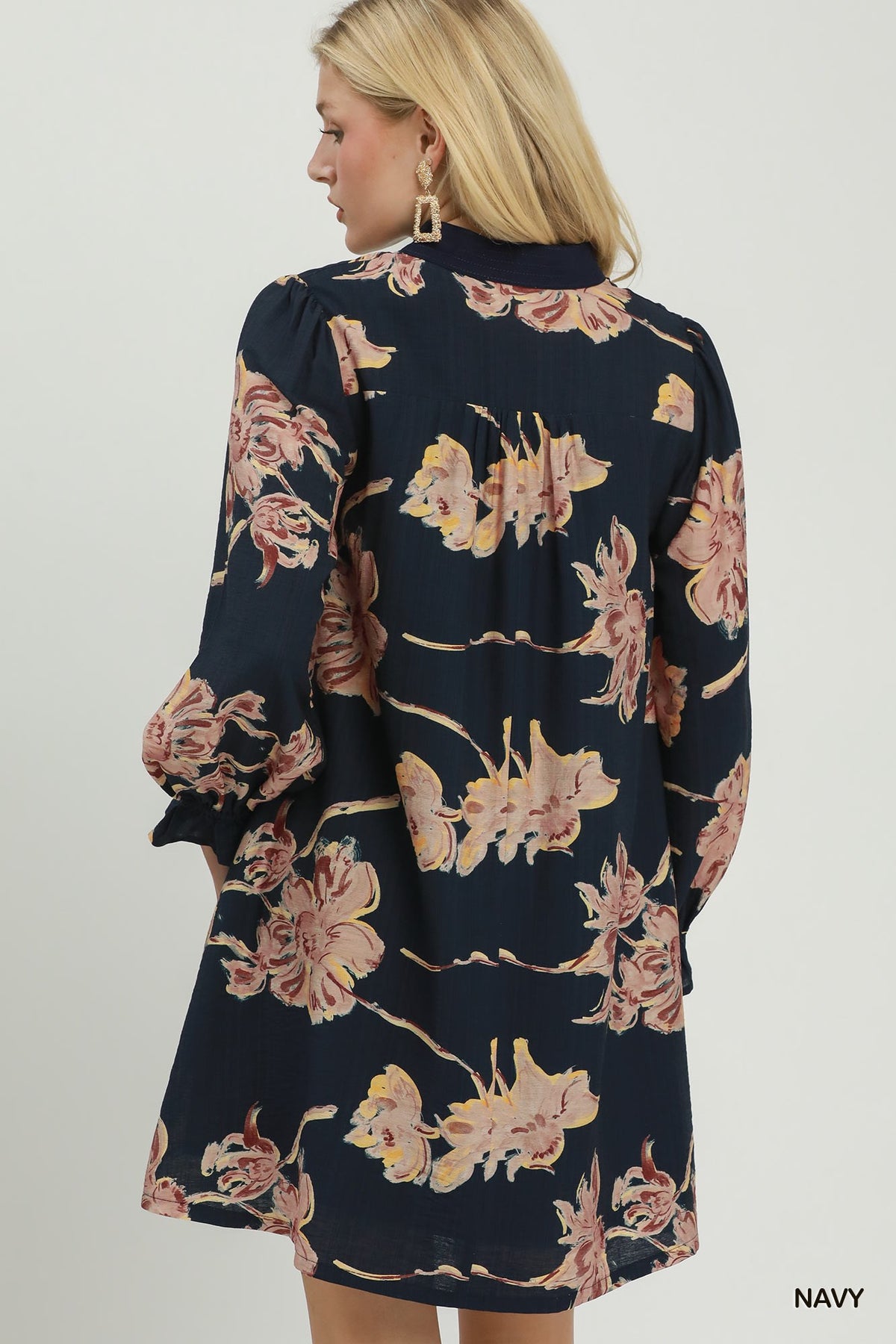 Floral Print Mini Dress by Umgee in Navy