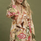 Floral Print Smocked Sleeve Blouse by Umgee in Olive