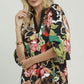 Floral Print Smocked Sleeve Blouse by Umgee in Black