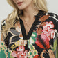 Floral Print Smocked Sleeve Blouse by Umgee in Black