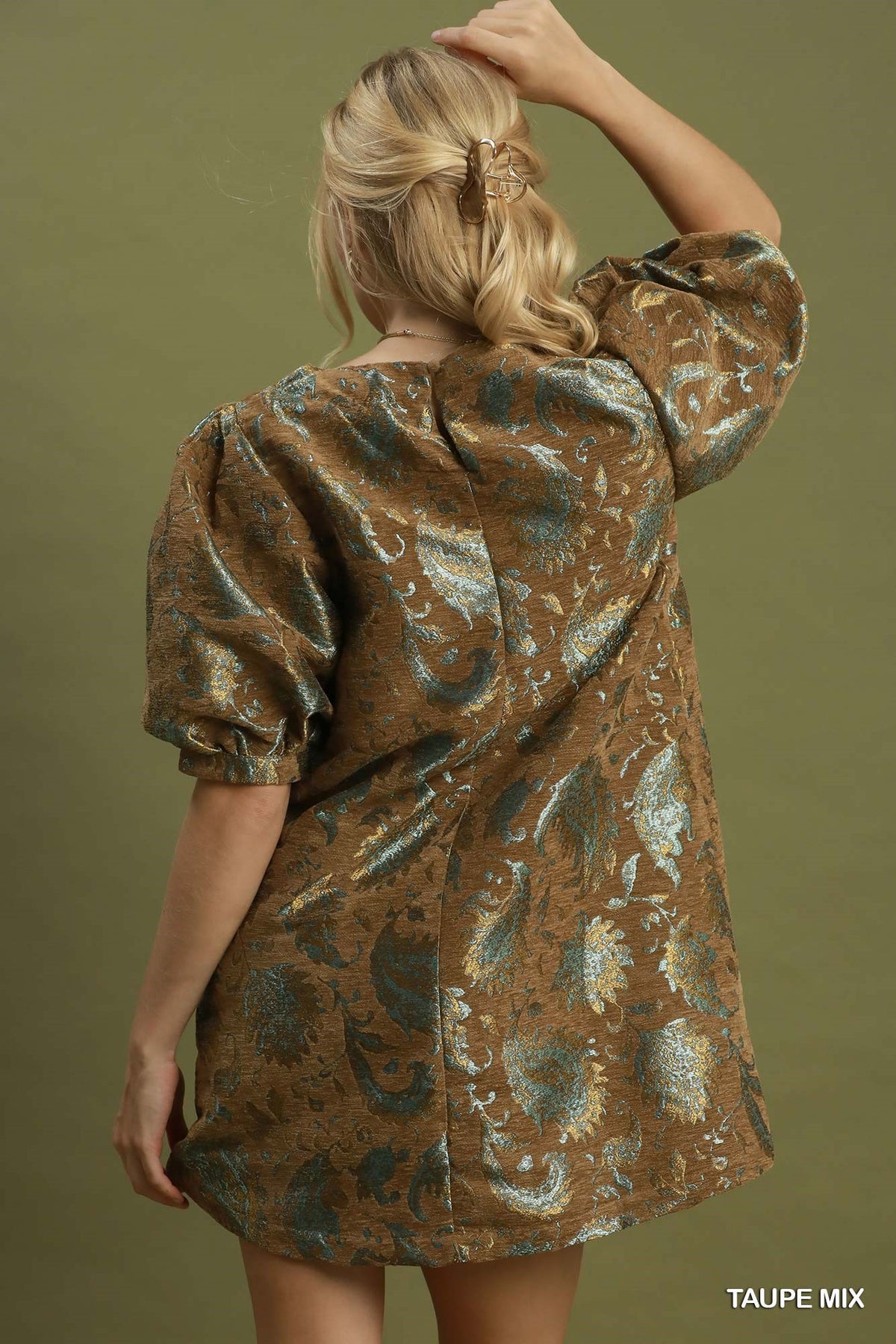 Jacquard Mini Dress by Umgee in Taupe Mix