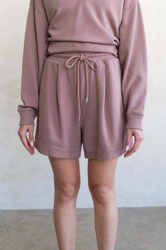 Relaxed Drawstring Sweatshorts by elle grey in Antler Pink