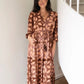 Milly Maxi Dress by Ex Voto in Brown & Pink