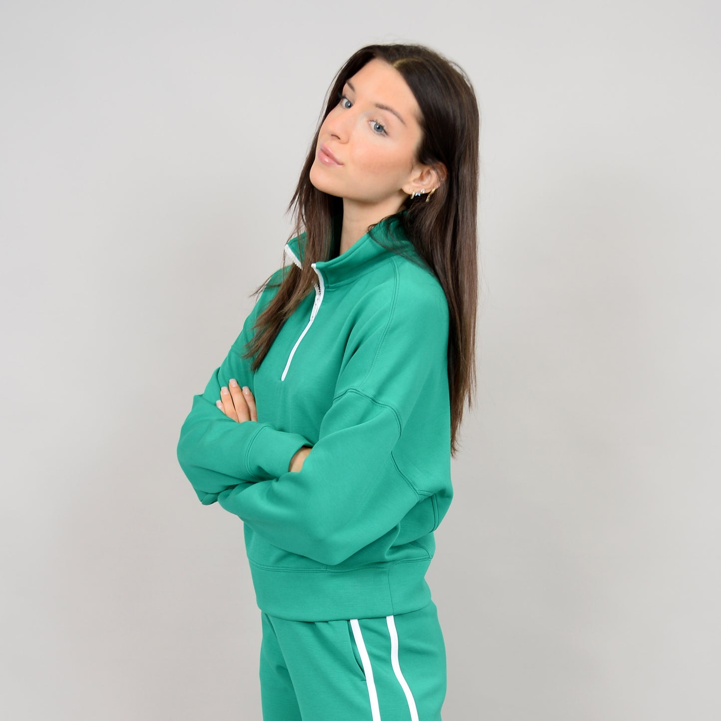 Mailyn Half Zip Top by RD Style in Green