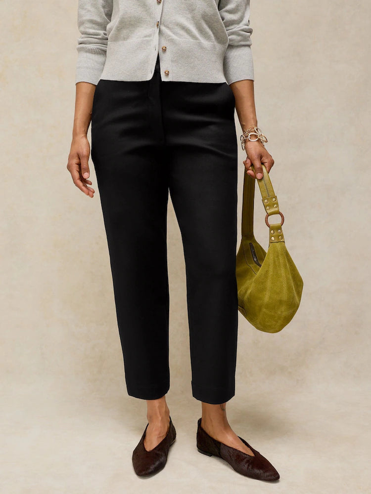 Illy Crop Straight Trouser by White Stuff in Pure Black