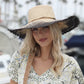 Vanessa Ombre Straw Sun Hat w/Lace Weave Edge by Shebobo in Black