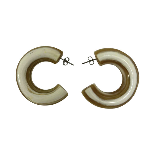 Genuine Horn Light Shade Chunky Circle Post Earrings by VIVO Studios