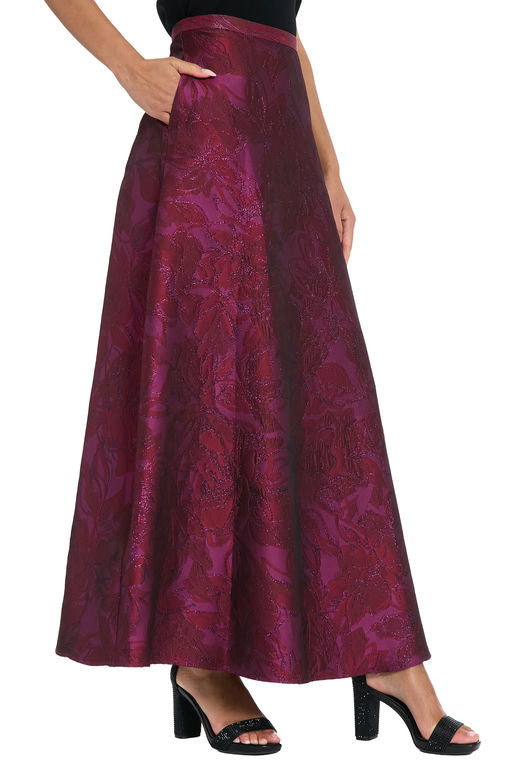 Brocade Jacquard Ball Gown Skirt by Muse in Fuchsia