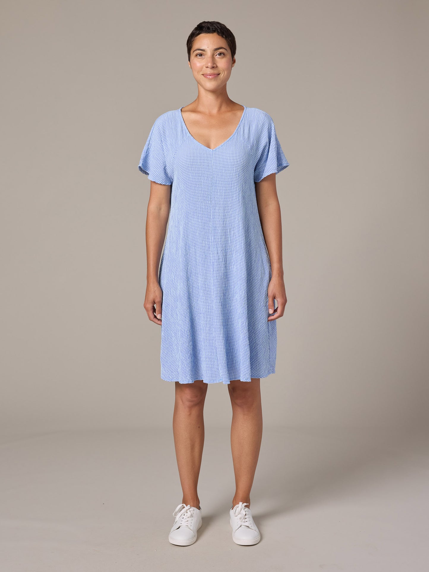 V Neck Swing Dress by Cut Loose in Forget Me Not
