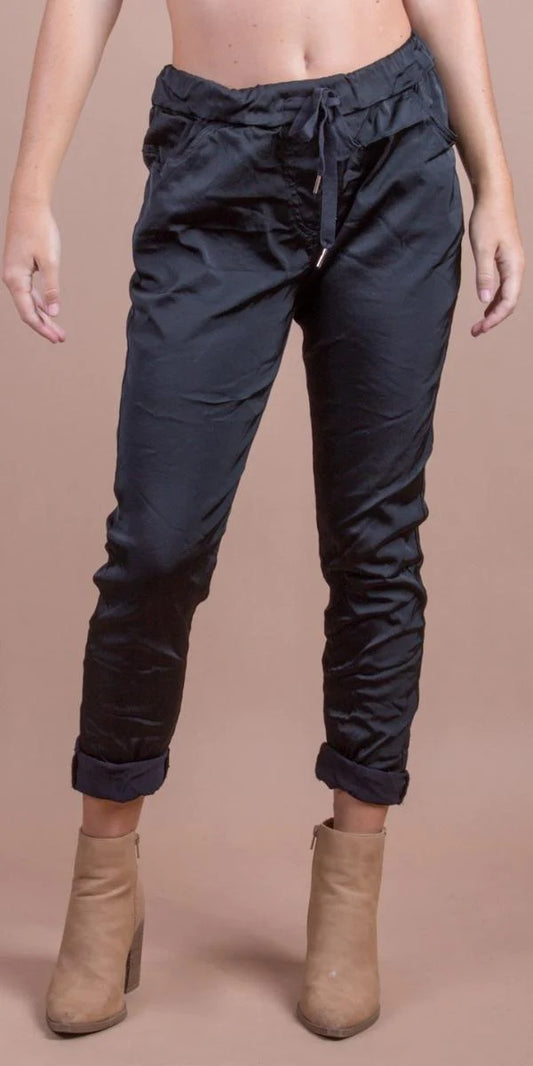 Raso Tie-Waist Pants by Gigi Moda in Black