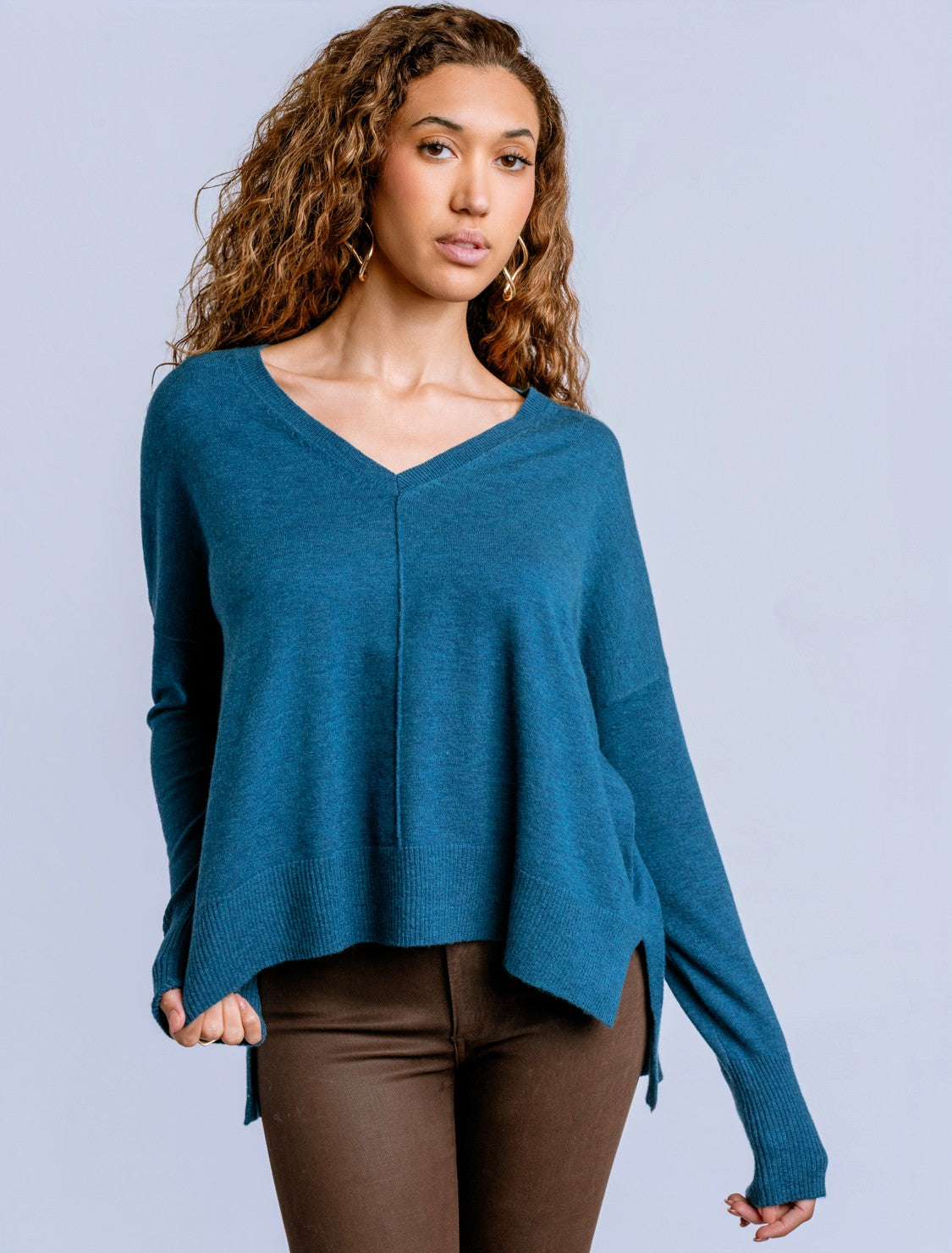Wagner Knit Crew Top by Kerisma in Mosaic Teal