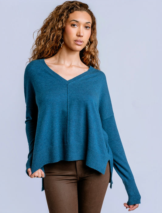 Wagner Knit Crew Top by Kerisma in Mosaic Teal