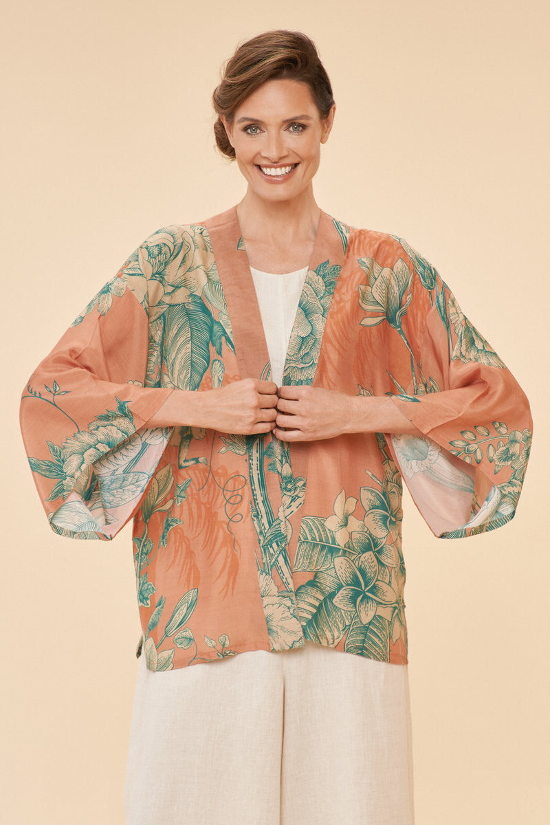 Floral Jungle Kimono Jacket by Powder UK in Petal