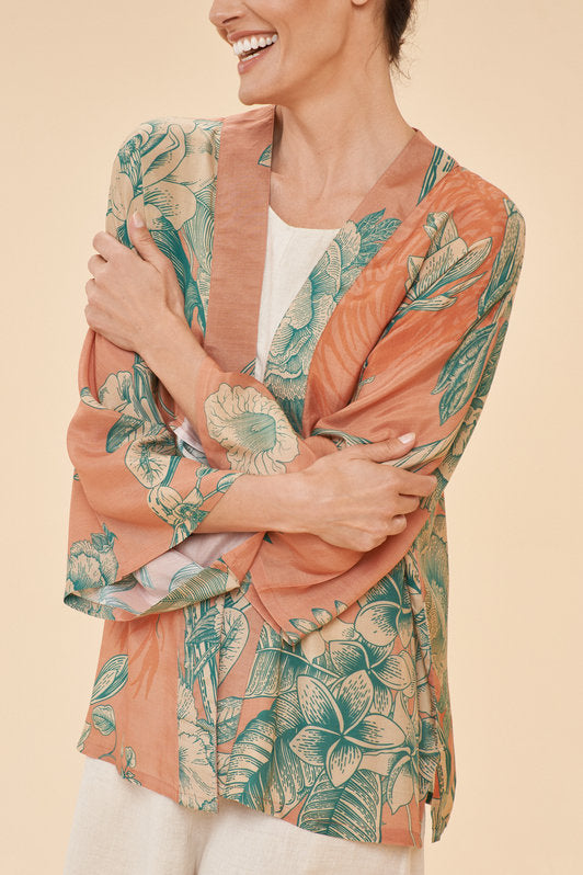 Floral Jungle Kimono Jacket by Powder UK in Petal