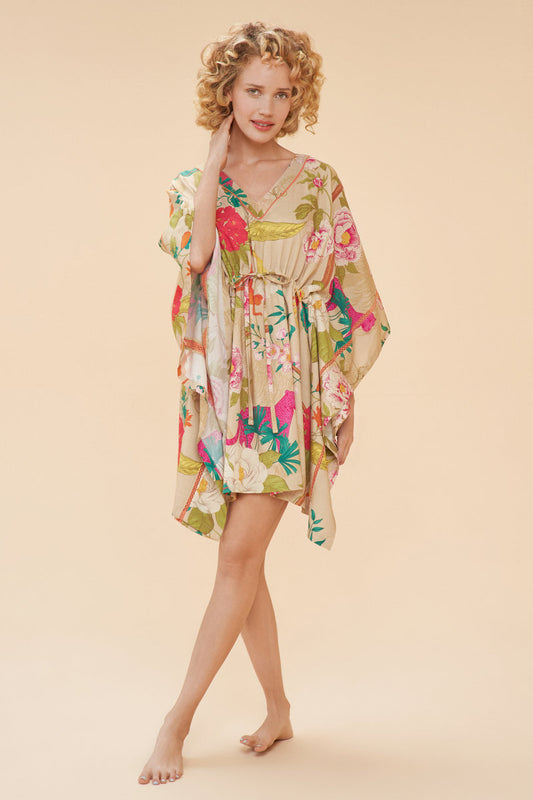 Tropical Flora and Fauna Beach Cover Up by Powder in Coconut