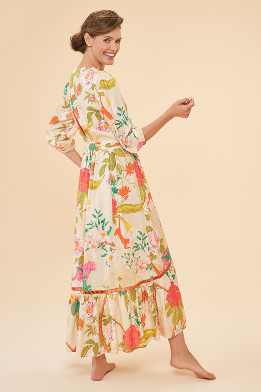 Tropical Flora and Fauna Coconut Wrap Dress by Powder UK