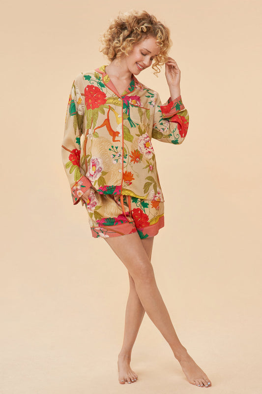 Super Soft Tropical Flora and Fauna Pyjamas by Powder UK in Coconut