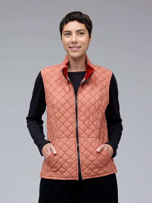 Zip Quilted Vest by Cut Loose in Tandoori