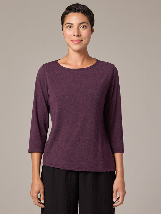 3/4 Sleeve Boat Neck Top by Cut Loose in Rhubarb