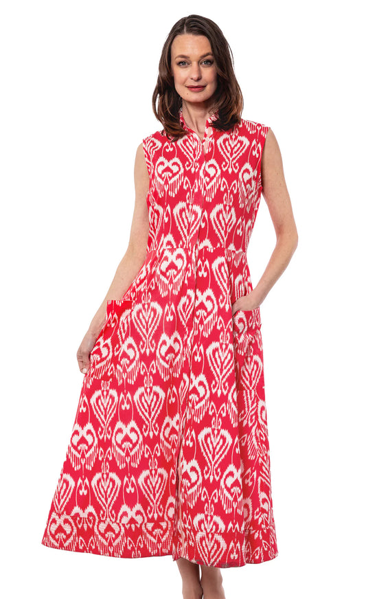 Sea Island Dress by Dizzy Lizzie in Pink & White Ikat