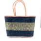 Small Wynwood Straw Tote Handbag w/Metallic Detailing by Shebobo in Black