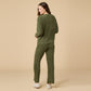Solid Marshmallow V-Neck Lounge Set by Softies in Olive
