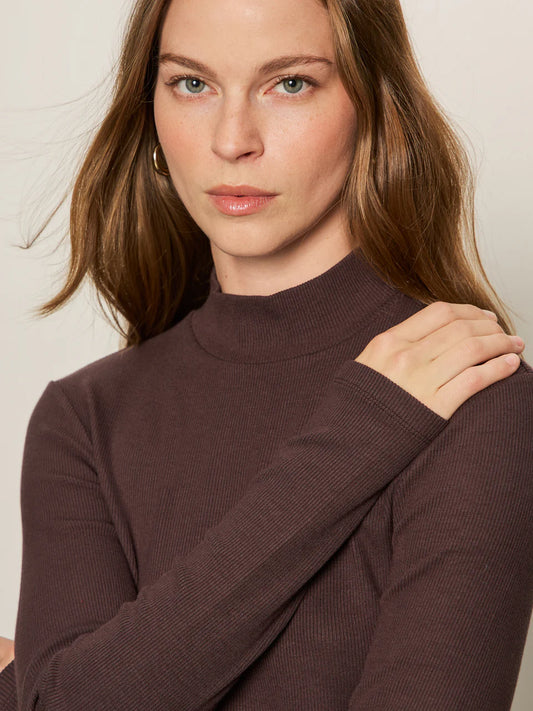 Long Sleeve Mock Essential Top by Sanctuary in Semi Sweet