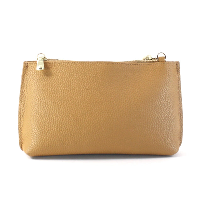 Leather Crossbody Handbag by Pretty Persuasions in Tan