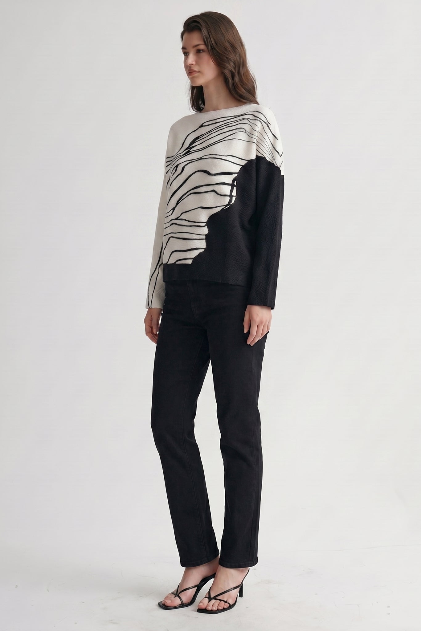 Amellia River Print Top by Wild Cosmos in Black Mix