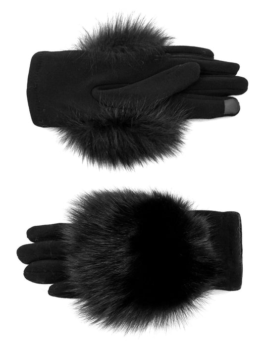 Knit Gloves w/Fox Trim by Mitchie's Matchings in Black