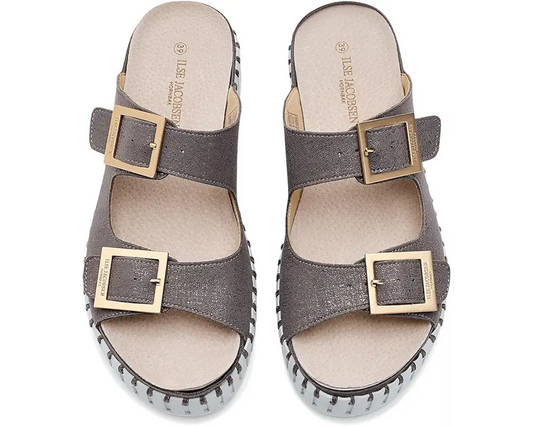 Tulip Slide Sandals by Ilse Jacobsen in Grey