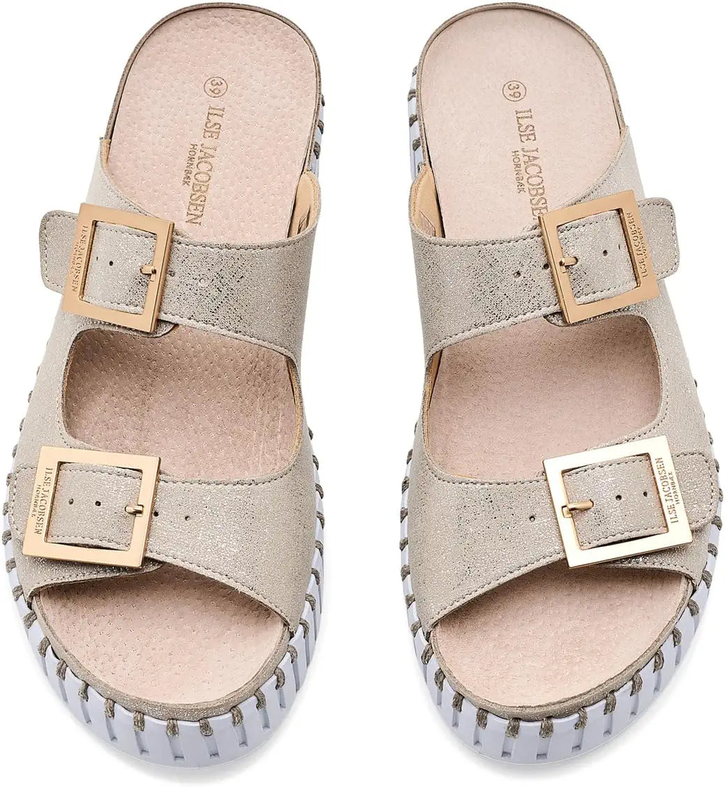 Tulip Slide Sandals by Ilse Jacobsen in Silver