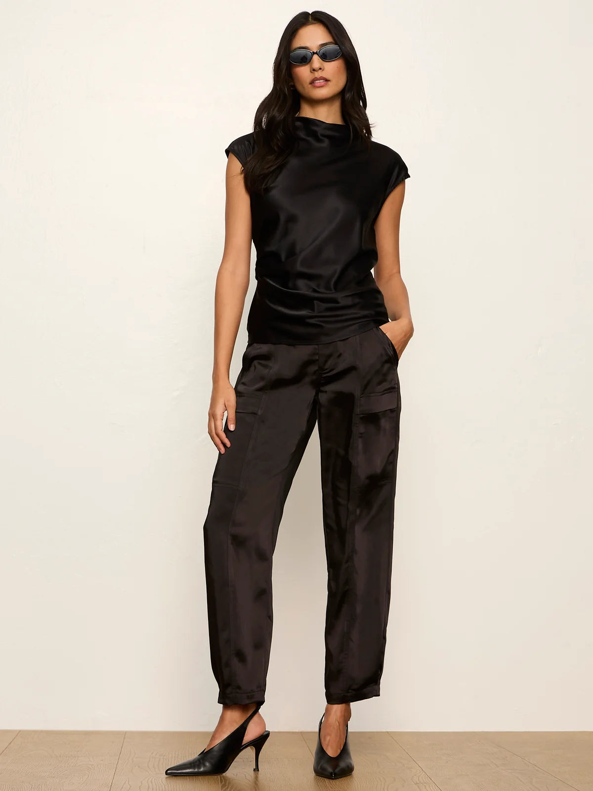 Nights With You Satin Shell Top by Sanctuary in Black