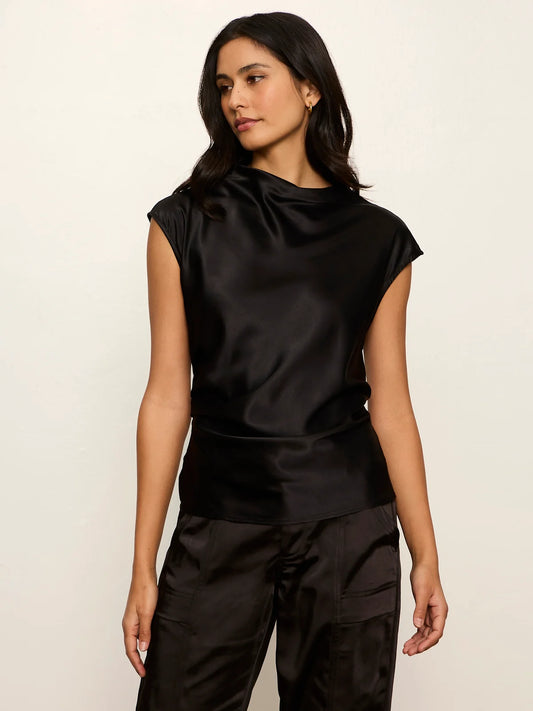 Nights With You Satin Shell Top by Sanctuary in Black