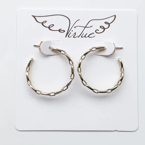 Small Flat Chain Link Hoops by Virtue Jewelry