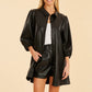 Classic Faux Leather Dress with Puff Sleeves by Dolce Cabo in Black