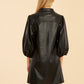 Classic Faux Leather Dress with Puff Sleeves by Dolce Cabo in Black