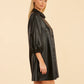 Classic Faux Leather Dress with Puff Sleeves by Dolce Cabo in Black