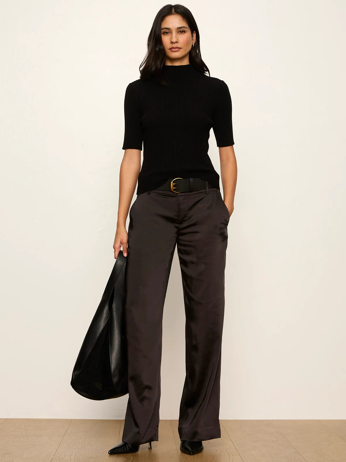 Spotlight Satin Trouser by Sanctuary in Black