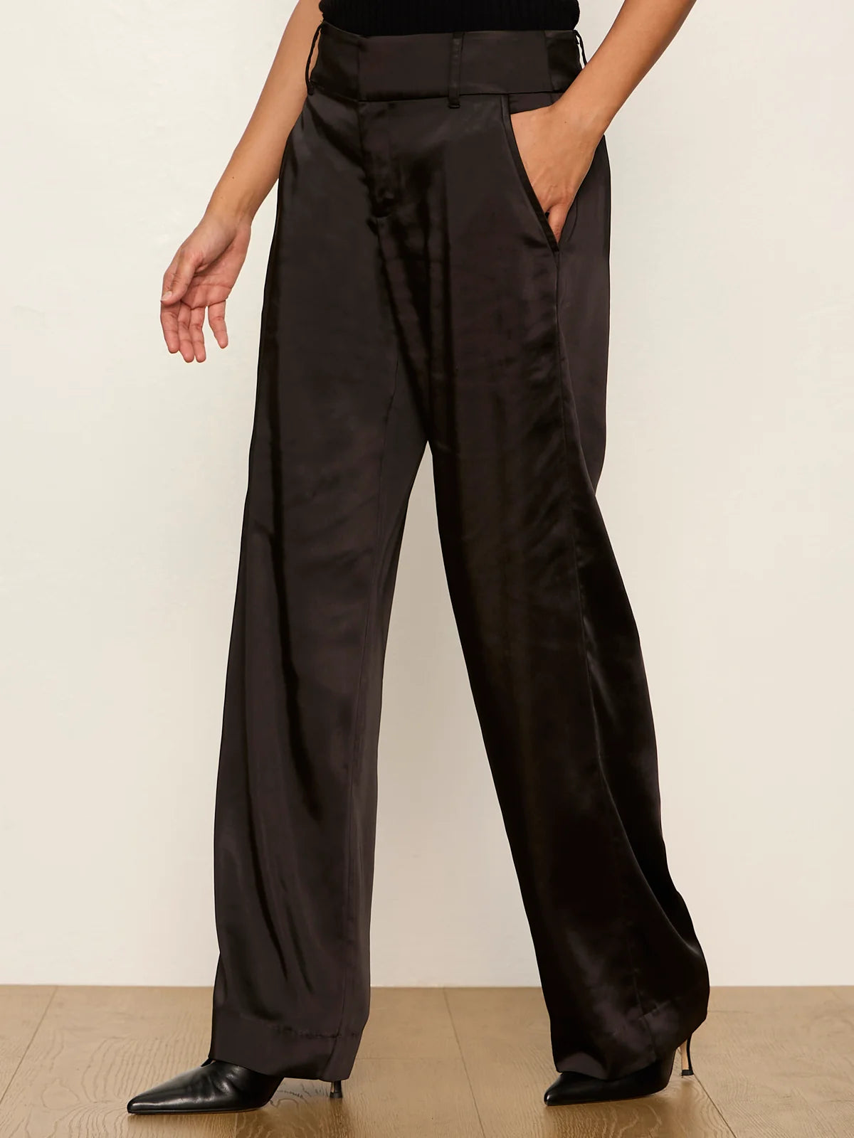 Spotlight Satin Trouser by Sanctuary in Black