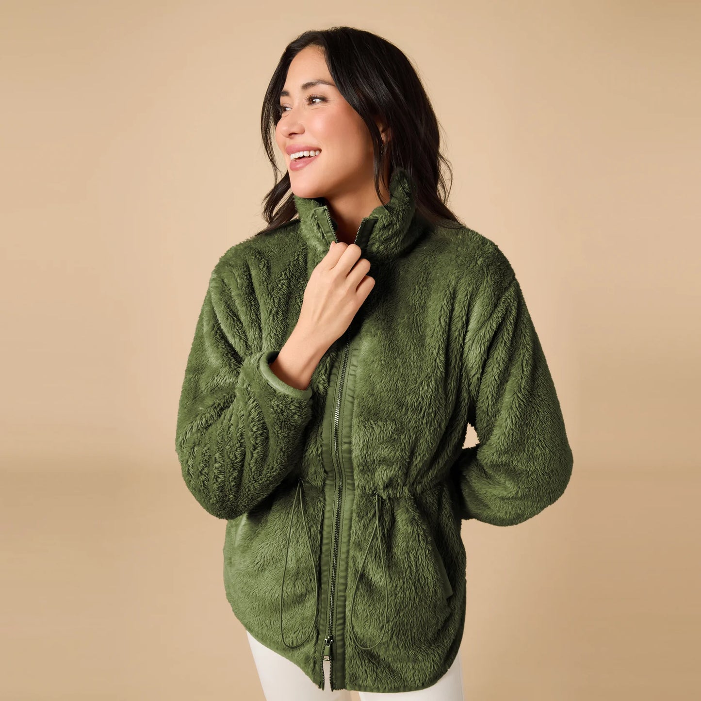 DreamPlush Zip Tunic by Softies in Olive