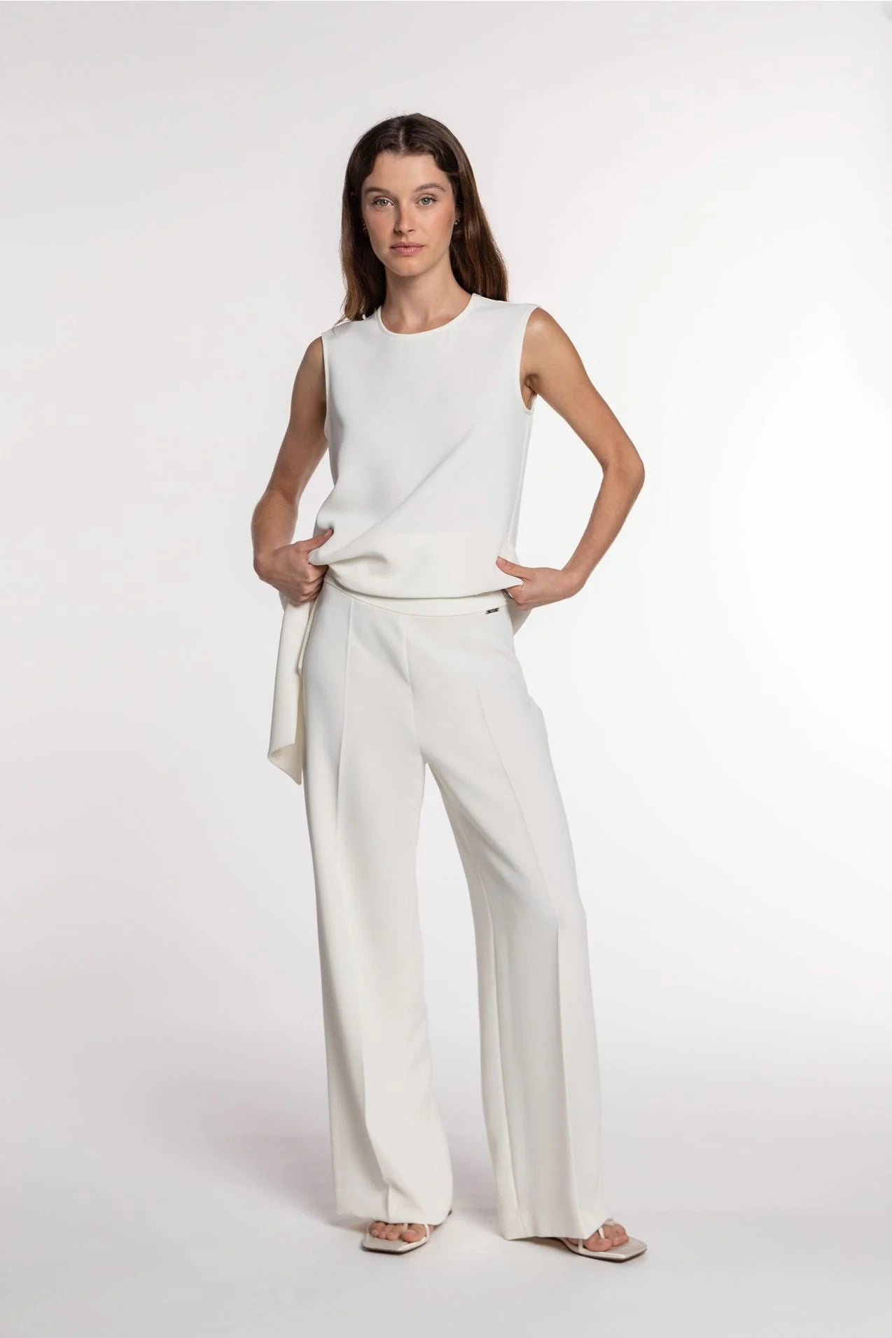 Straight Leg Double Crepe Pant by Naulover in Crudo